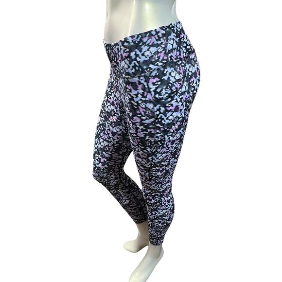 Avia Pink Blue Abstract High Waist Athletic Leggings Recycled Fabric L 10-12 - Picture 15 of 16